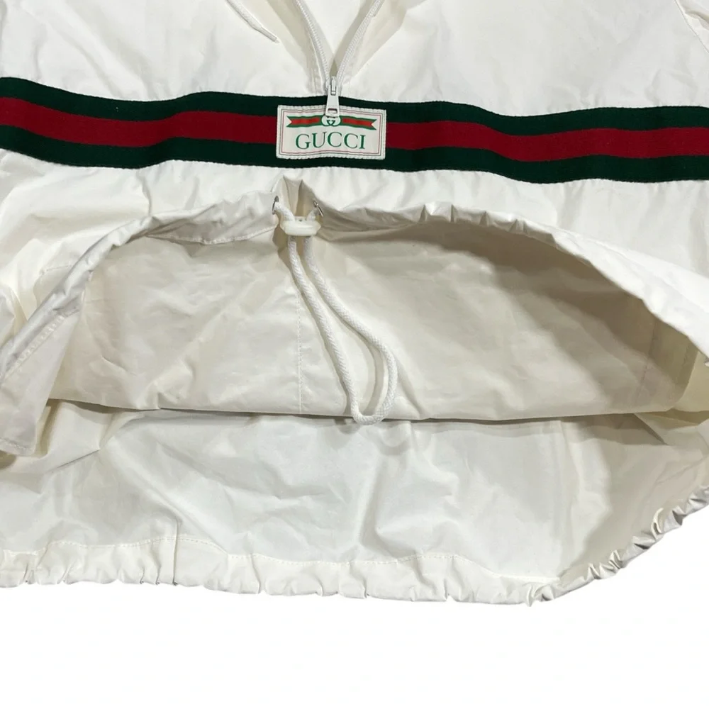 Gucci Men's GRG Stripe Vintage Smock Windbreaker in White size 48 / Large